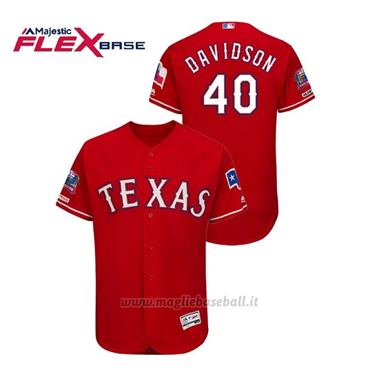 Maglia Baseball Uomo Texas Rangers Matt Davidson 150th Aniversario Patch Final Season Stadium Patch Rosso